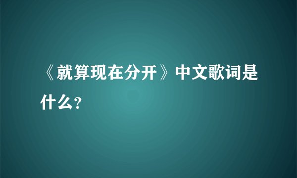 《就算现在分开》中文歌词是什么?