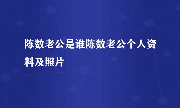 陈数老公是谁陈数老公个人资料及照片