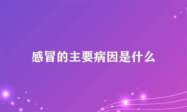 感冒的主要病因是什么