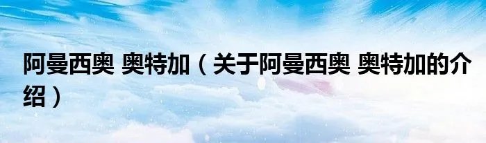 阿曼西奥 奥特加(关于阿曼西奥 奥特加的介绍)