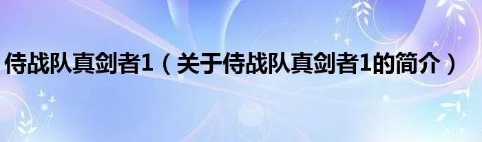 侍战队真剑者1（关于侍战队真剑者1的简介）