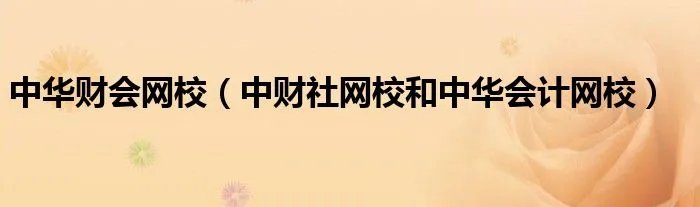 中华财会网校（中财社网校和中华会计网校）
