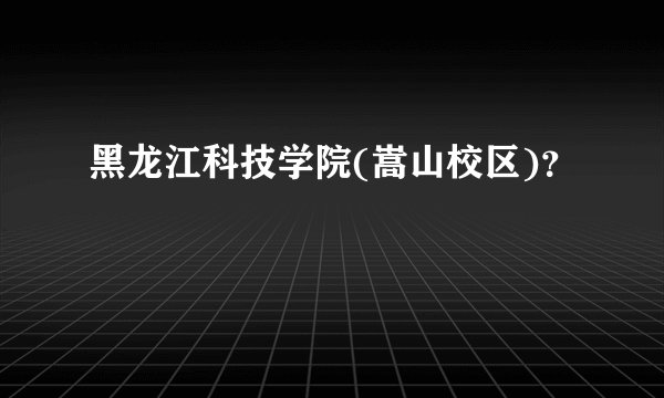 黑龙江科技学院(嵩山校区)？