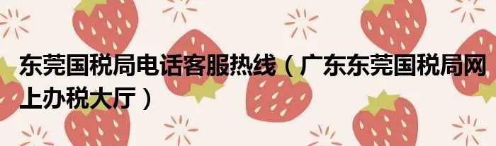 东莞国税局电话客服热线(广东东莞国税局网上办税大厅)