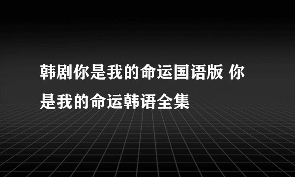 韩剧你是我的命运国语版 你是我的命运韩语全集