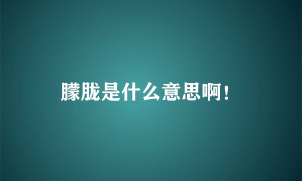 朦胧是什么意思啊！