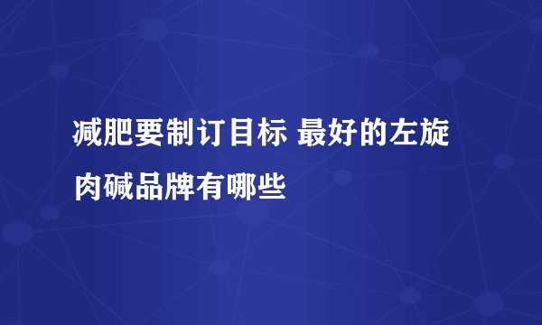 减肥要制订目标 最好的左旋肉碱品牌有哪些