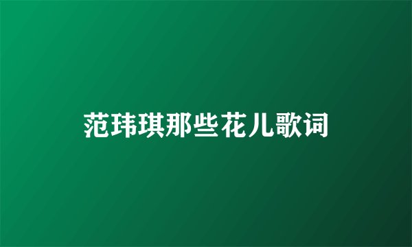 范玮琪那些花儿歌词