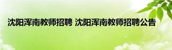 沈阳浑南教师招聘 沈阳浑南教师招聘公告