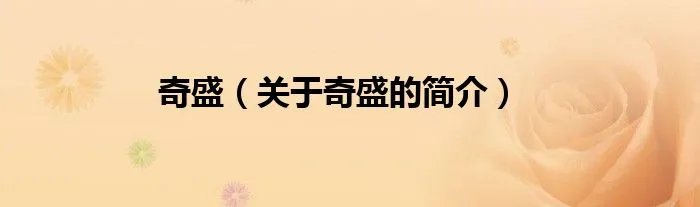 奇盛（关于奇盛的简介）