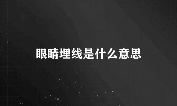 眼睛埋线是什么意思