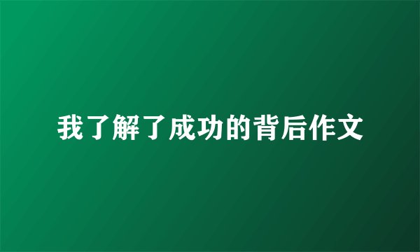 我了解了成功的背后作文