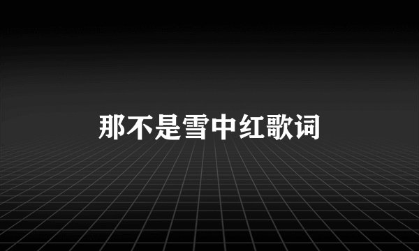 那不是雪中红歌词