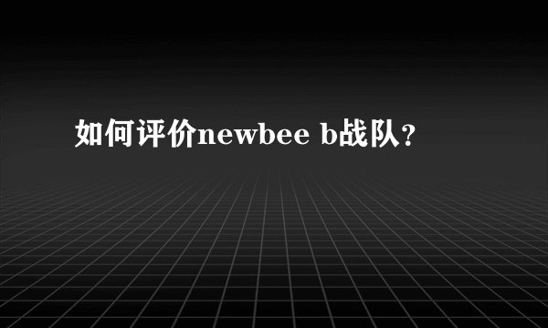 如何评价newbee b战队？