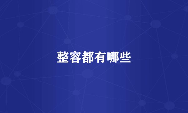 整容都有哪些