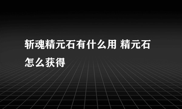 斩魂精元石有什么用 精元石怎么获得