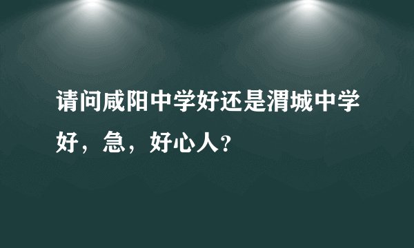 请问咸阳中学好还是渭城中学好,急,好心人?