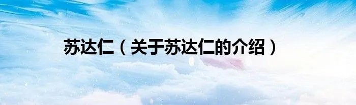 苏达仁（关于苏达仁的介绍）