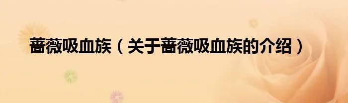 蔷薇吸血族（关于蔷薇吸血族的介绍）
