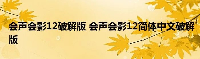 会声会影12破解版 会声会影12简体中文破解版