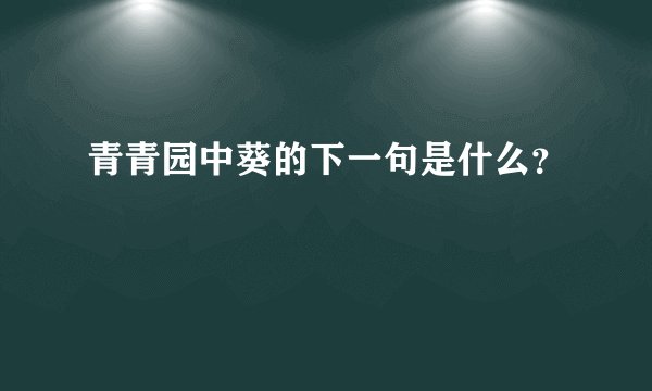 青青园中葵的下一句是什么？