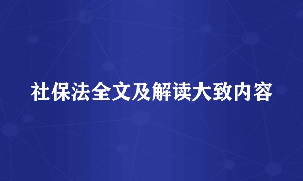 社保法全文及解读大致内容