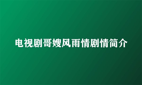 电视剧哥嫂风雨情剧情简介