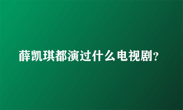 薛凯琪都演过什么电视剧？
