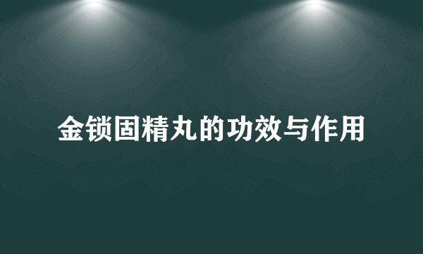 金锁固精丸的功效与作用