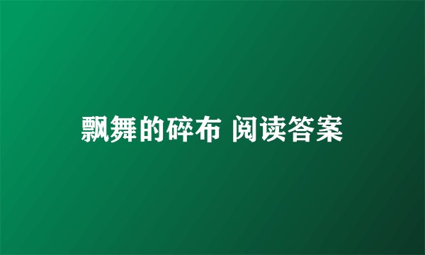 飘舞的碎布 阅读答案