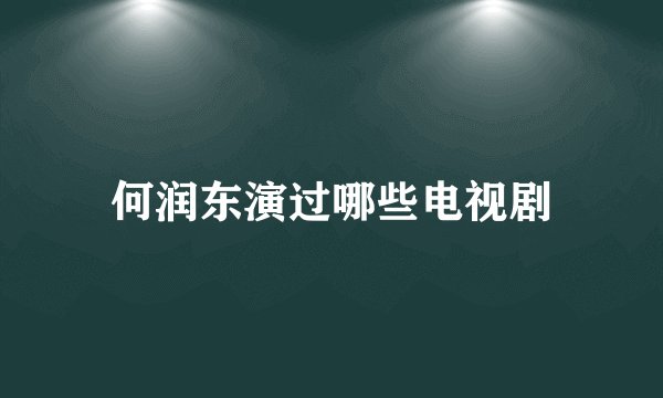 何润东演过哪些电视剧