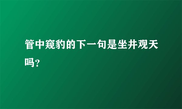 管中窥豹的下一句是坐井观天吗？