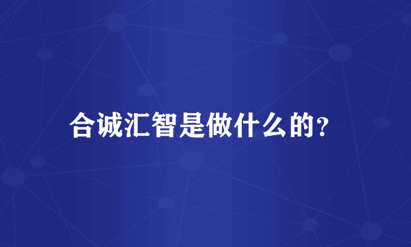 合诚汇智是做什么的?