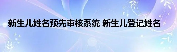 新生儿姓名预先审核系统 新生儿登记姓名
