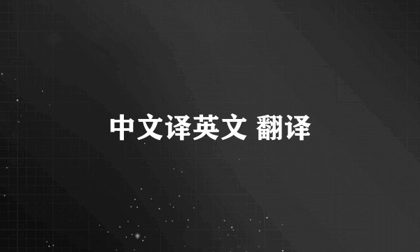 中文译英文 翻译