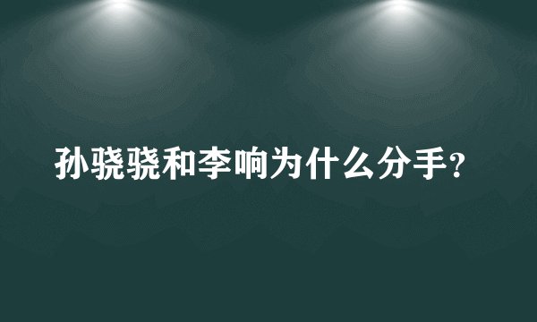 孙骁骁和李响为什么分手？