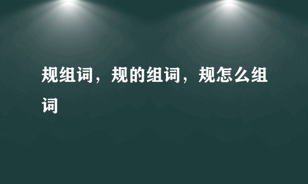 规组词,规的组词,规怎么组词