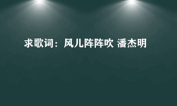 求歌词：风儿阵阵吹 潘杰明