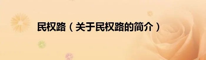 民权路（关于民权路的简介）