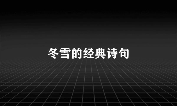 冬雪的经典诗句