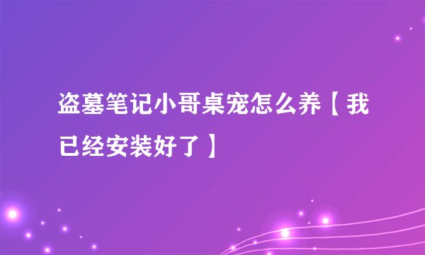 盗墓笔记小哥桌宠怎么养【我已经安装好了】