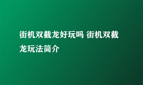 街机双截龙好玩吗 街机双截龙玩法简介