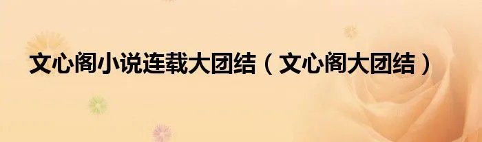 文心阁小说连载大团结（文心阁大团结）