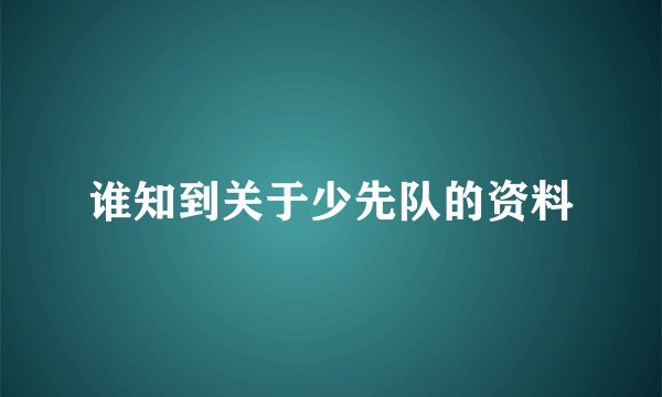 谁知到关于少先队的资料