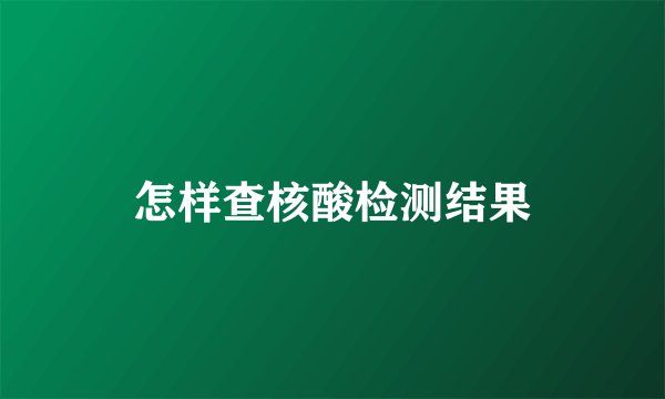怎样查核酸检测结果