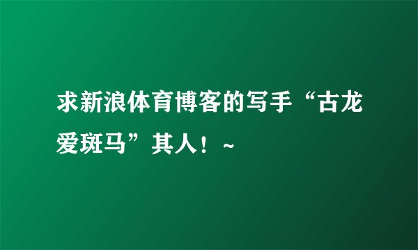 求新浪体育博客的写手“古龙爱斑马”其人！~