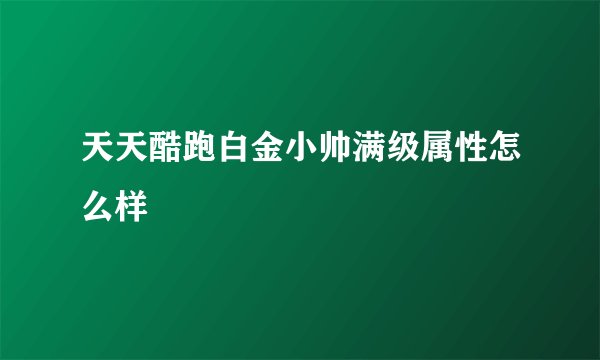 天天酷跑白金小帅满级属性怎么样