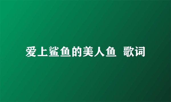 爱上鲨鱼的美人鱼  歌词