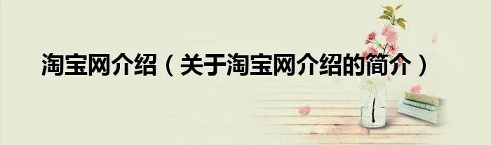 淘宝网介绍（关于淘宝网介绍的简介）
