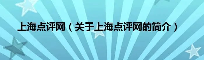 上海点评网（关于上海点评网的简介）